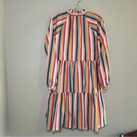 J. Crew Multicolor Striped Long Sleeve Dress women’s small colorful preppy - Picture 6 of 6